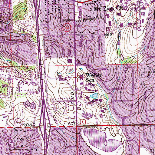 Topographic Map of Weber School, MO