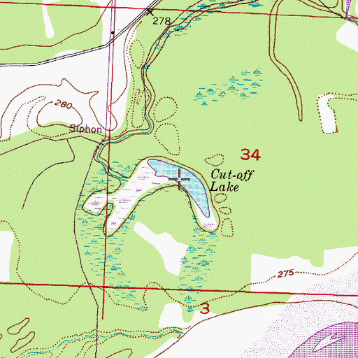 Topographic Map of Cut-off Lake, AR