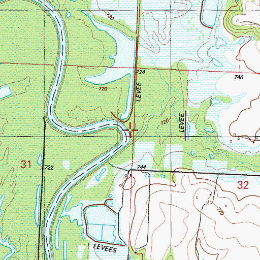 Topographic Map of Wells Branch, MO