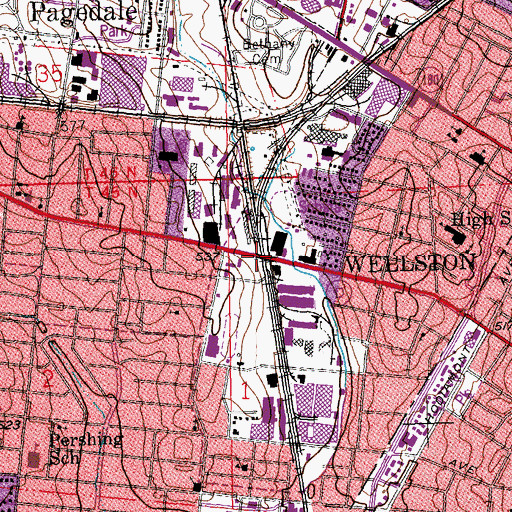 Topographic Map of Wellston, MO