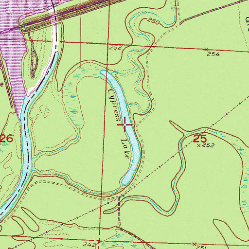Topographic Map of Cypress Lake, AR