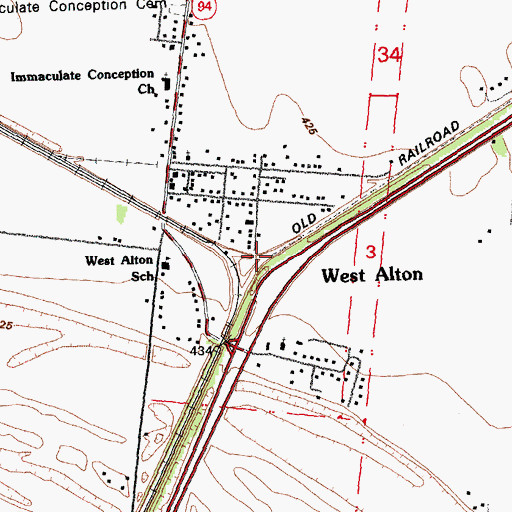 Topographic Map of West Alton, MO