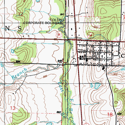 Topographic Map of West Branch Coon Creek, MO