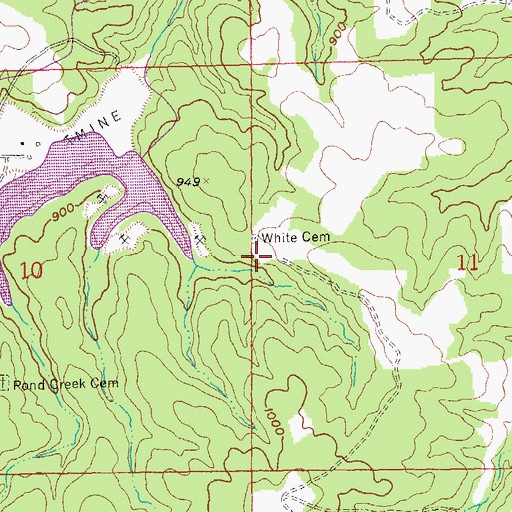 Topographic Map of White Cemetery, MO
