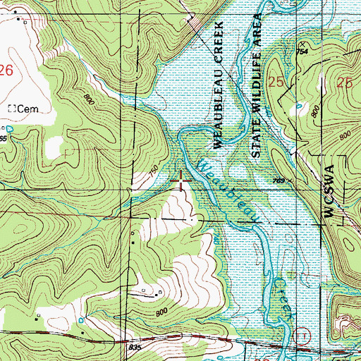 Topographic Map of Wisner Number 1 Cemetery (historical), MO