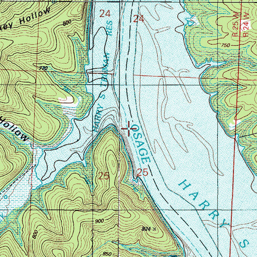 Topographic Map of Wolf Creek, MO