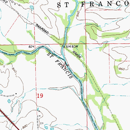 Topographic Map of Wolf Creek, MO