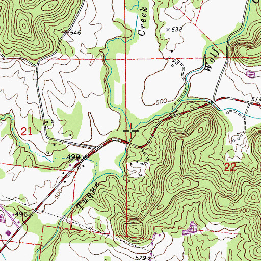 Topographic Map of Wolf Creek, MO