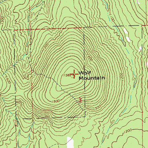 Topographic Map of Wolf Mountain, MO