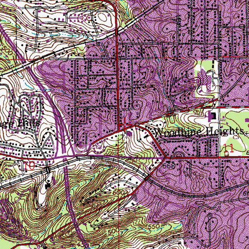 Topographic Map of Woodhine Heights, MO