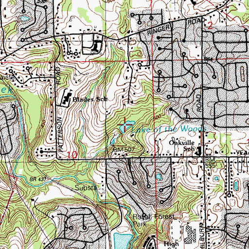 Topographic Map of Lake of the Woods, MO