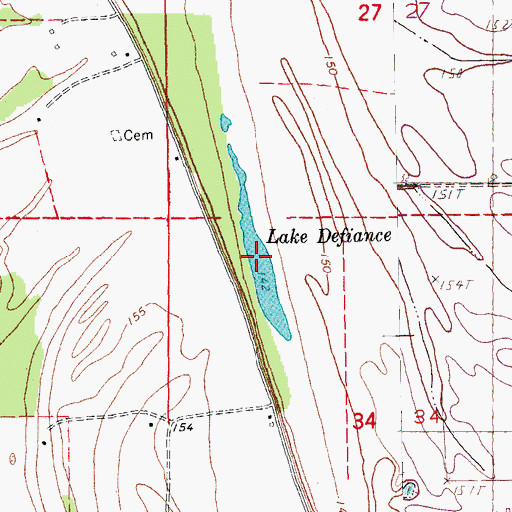 Topographic Map of Lake Defiance, AR