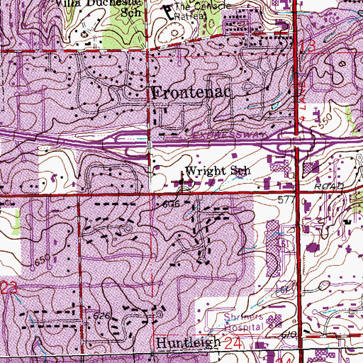 Topographic Map of Wright School, MO
