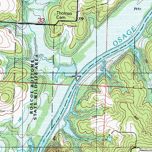 Topographic Map of Yellow Creek, MO
