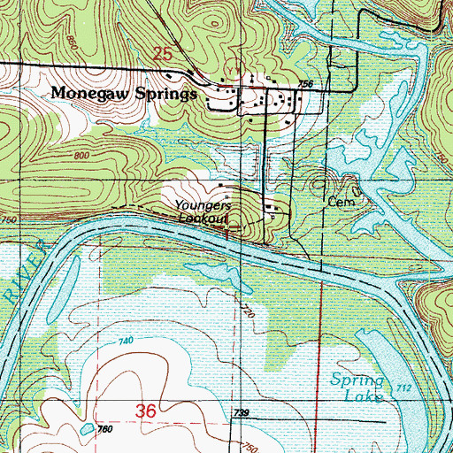 Topographic Map of Youngers Lookout, MO