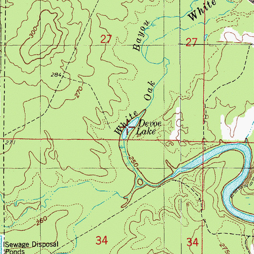 Topographic Map of Devoe Lake, AR