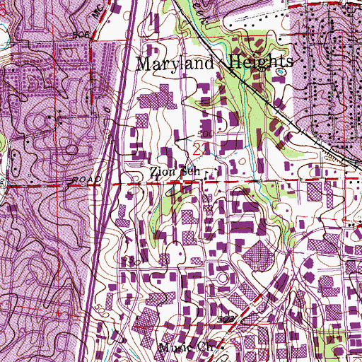 Topographic Map of Zion School, MO