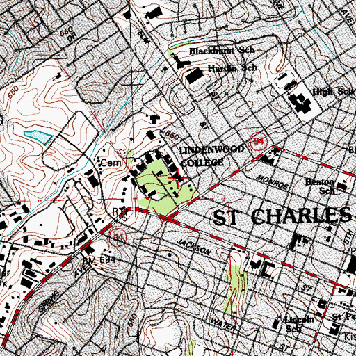 Topographic Map of KCLC-FM (St Charles), MO
