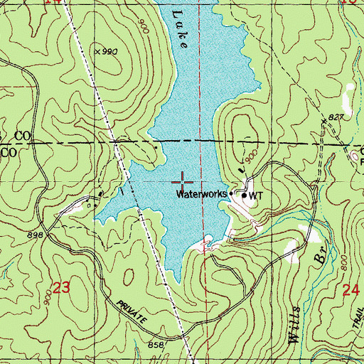 Topographic Map of Nims Lake, MO