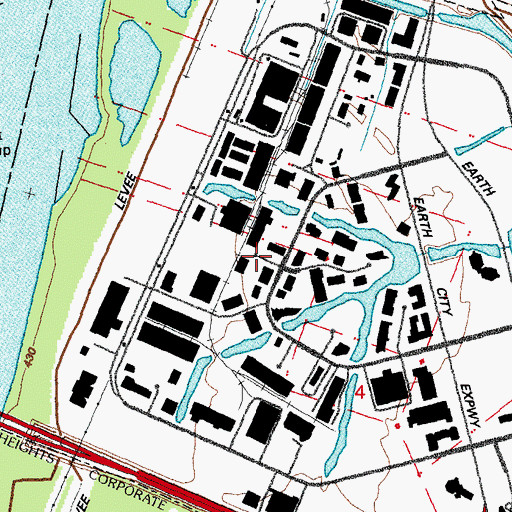 Topographic Map of Earth City, MO