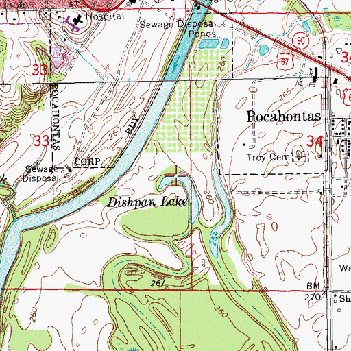 Topographic Map of Dishpan Lake, AR