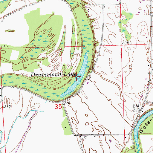 Topographic Map of Drummond Lake, AR