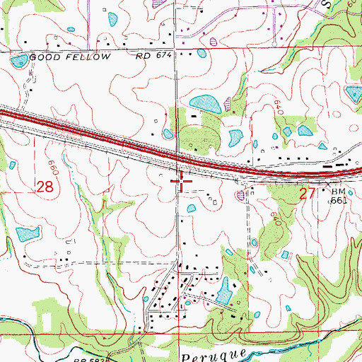 Topographic Map of Point Prairie School (historical), MO