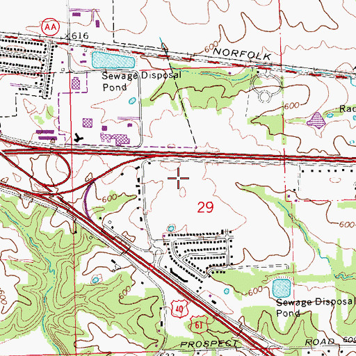 Topographic Map of Belz Factory Outlet Mall, MO