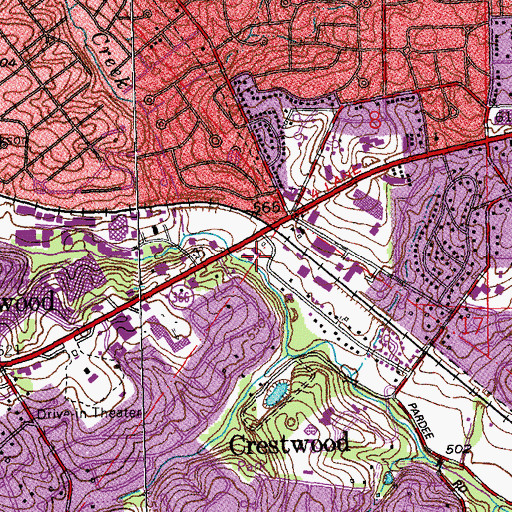 Topographic Map of Hillside Village Shopping Center, MO