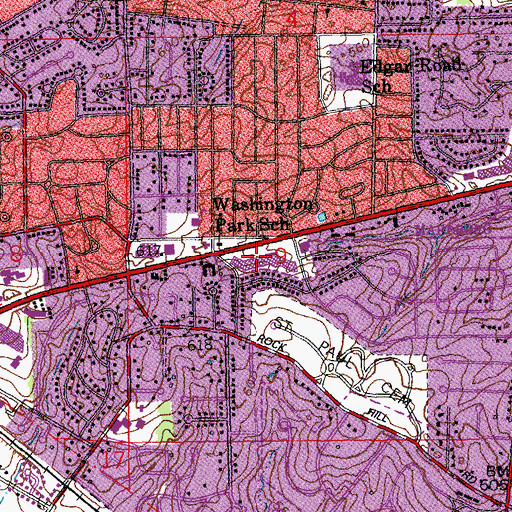 Topographic Map of General Grant Shopping Center, MO