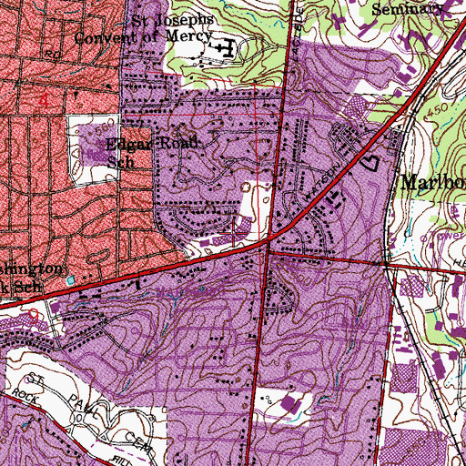 Topographic Map of Yorkshire Village Shopping Center, MO