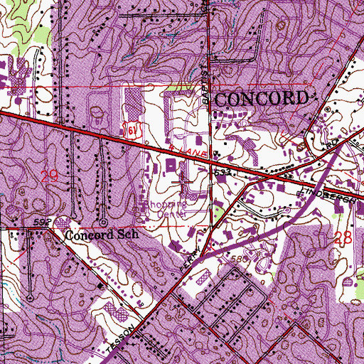 Topographic Map of Concord Plaza, MO