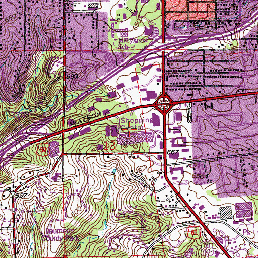 Topographic Map of Sunset Plaza, MO