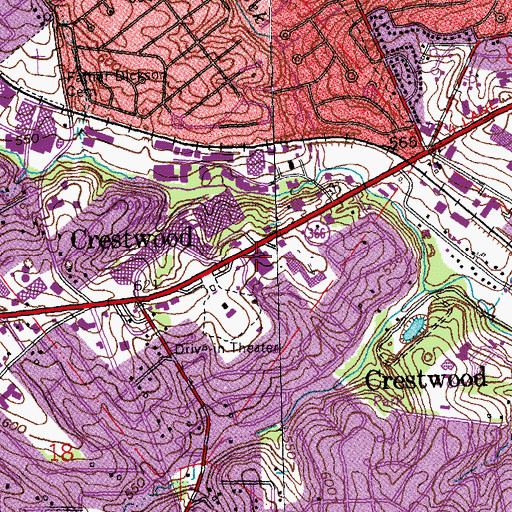 Topographic Map of Crestview Shopping Center, MO
