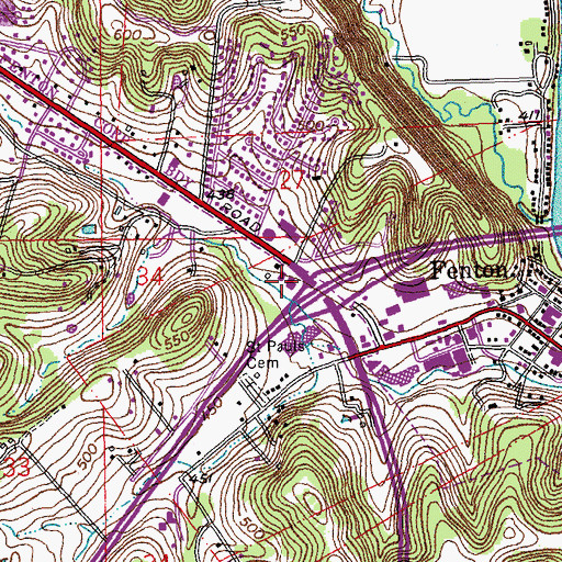 Topographic Map of Fenton Park Mall, MO