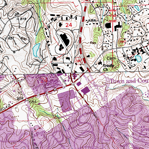 Topographic Map of Loehmanns Plaza, MO