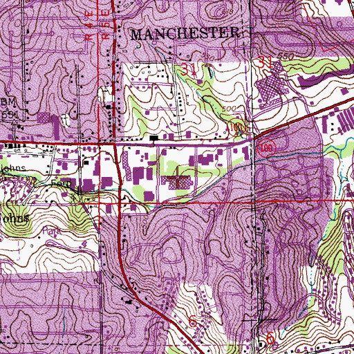Topographic Map of Sutton Place Shopping Center, MO