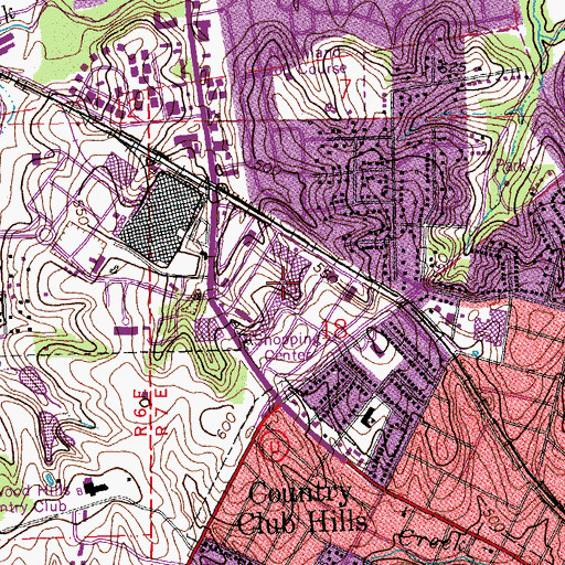 Topographic Map of Northland Shopping Center, MO