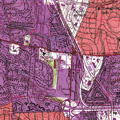 Topographic Map of Saint Louis Galleria, MO
