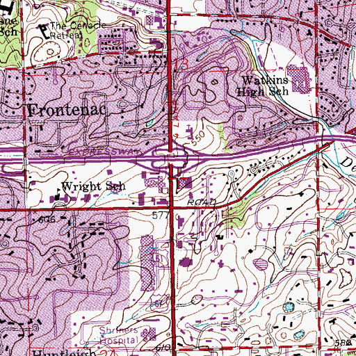 Topographic Map of Ladue West Shopping Center, MO