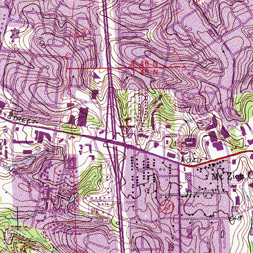 Topographic Map of Woodcrest Plaza, MO