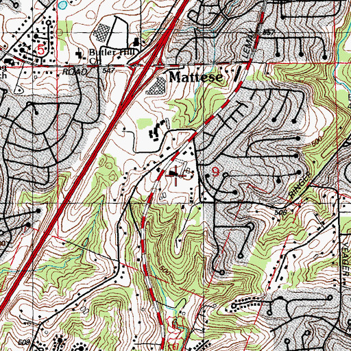 Topographic Map of Mattiese Shopping Center, MO