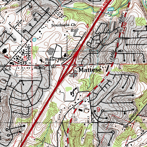 Topographic Map of Butler Hill Village Shopping Center, MO