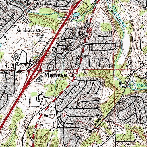 Topographic Map of Butler Hill Plaza, MO