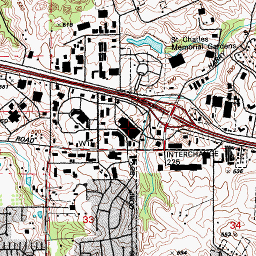 Topographic Map of Midrivers Mall, MO