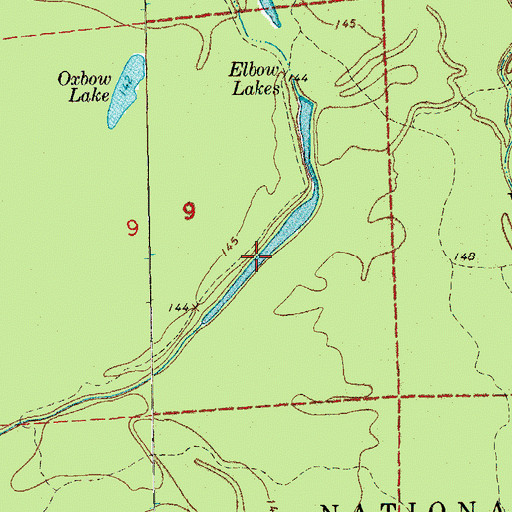 Topographic Map of Elbow Lakes, AR