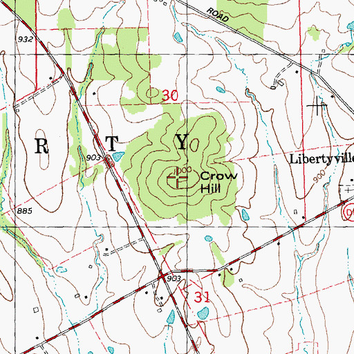 Topographic Map of Crow Hill, MO