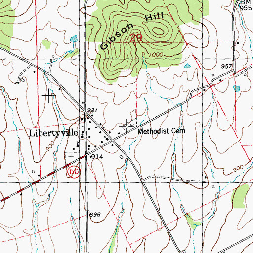 Topographic Map of Methodist Cemetery, MO