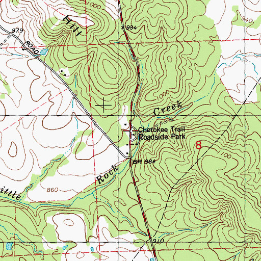Topographic Map of Cherokee Trail Roadside Park, MO
