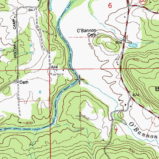 Topographic Map of O'Bannon Creek, MO